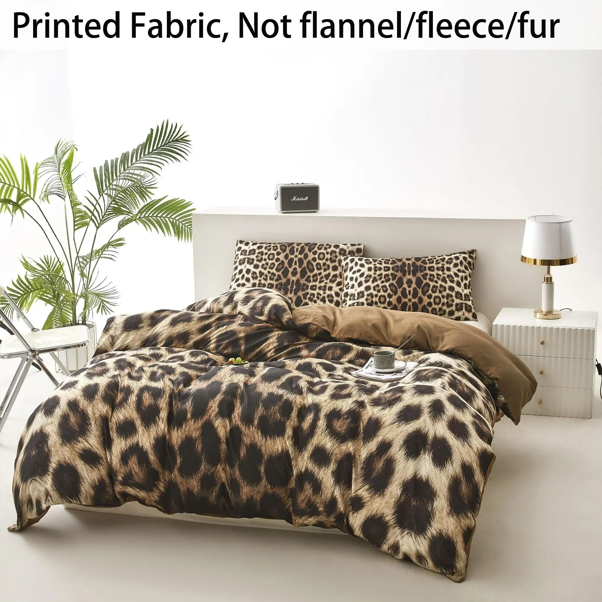 3PCS Duvet Cover Set, 1 Duvet+2 Pillowcases(Without filler), Leopard Print Animal Wild Safari Chic theme, No Festival bedding set, Luxury Elegant Stylish Bedroom Living Room Hotel Suitable for decoration, Breathable Printed Bedding Set.
