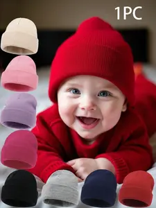 1PC Baby Solid Color Wool Knitted Bonnet Bebe Newborn Baby Hat Pompom Cute Hat For Kids Boys Girls Children Beanie Cap 0-3Y Beanies