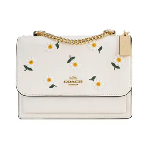 Coach Klare 21 Floral Daisy Embossed Leather Flap Crossbody Bag for Women