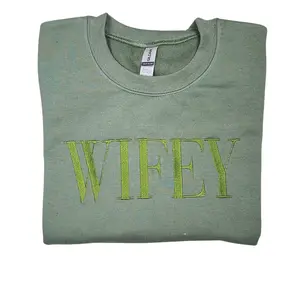 Embroidered Wifey Crewneck Sweatshirt,  Bride Sweatshirt -Couples sweatshirt