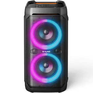 W-KING 240W Outdoor Wireless Speaker - Bluetooth Audio, RGB Party Lights, IPX6 Waterproof, 24H Playtime, Auxiliary Input, Mic & Guitar Compatibility, Durable Loudspeaker for Outdoor Parties, Auxillary Input