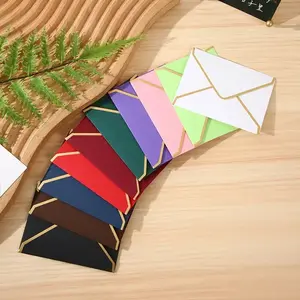 10pcs 5x7 Inch Invitation Paper Envelopes with Border, Self-Adhesive A7 Envelopes with V-Shaped Seal, Perfect for Greeting Cards, Weddings, Graduations, Baby Showers, Stationery Supplies