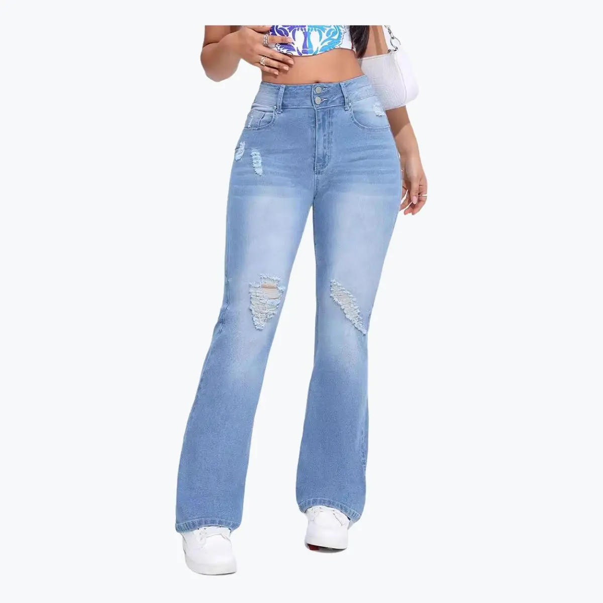 Women's High-Elasticity Ripped Slim Fit Versatile Denim Trousers Fall 2025 New Arrival
