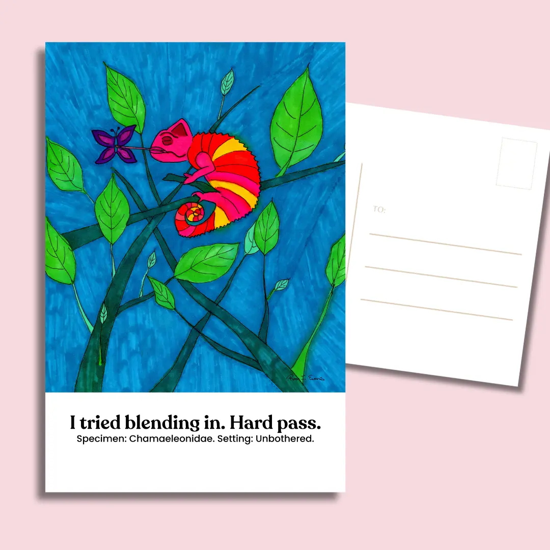 Chameleon Postcard 4x6 – Premium 350gsm, Vibrant Design | Set of 4