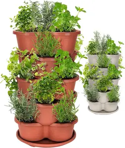 5-Tier Stackable Vertical Garden Planter – Terracotta