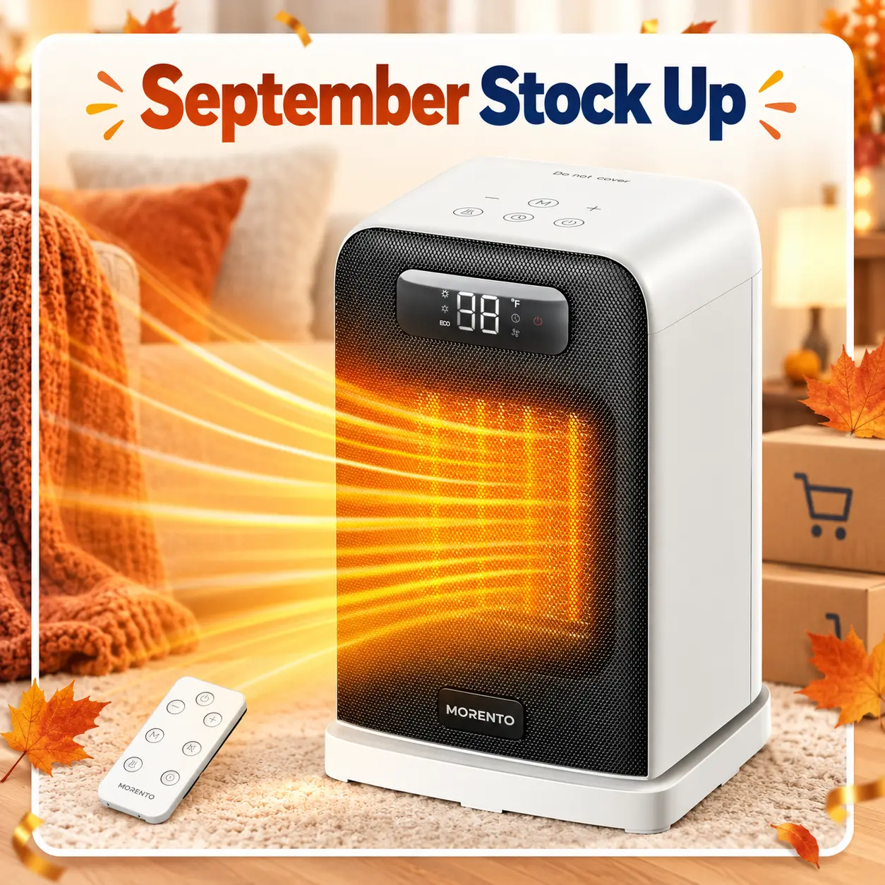 Morento 1500W Portable Fast Heating Electric Space Heater - Small Indoor Use with Heating & Fan Modes, Thermostat, 30s Heat Finish, 24h Auto Shutoff, Overheat Shutdown for Bedroom, Office#TikTokShopBlackFriday