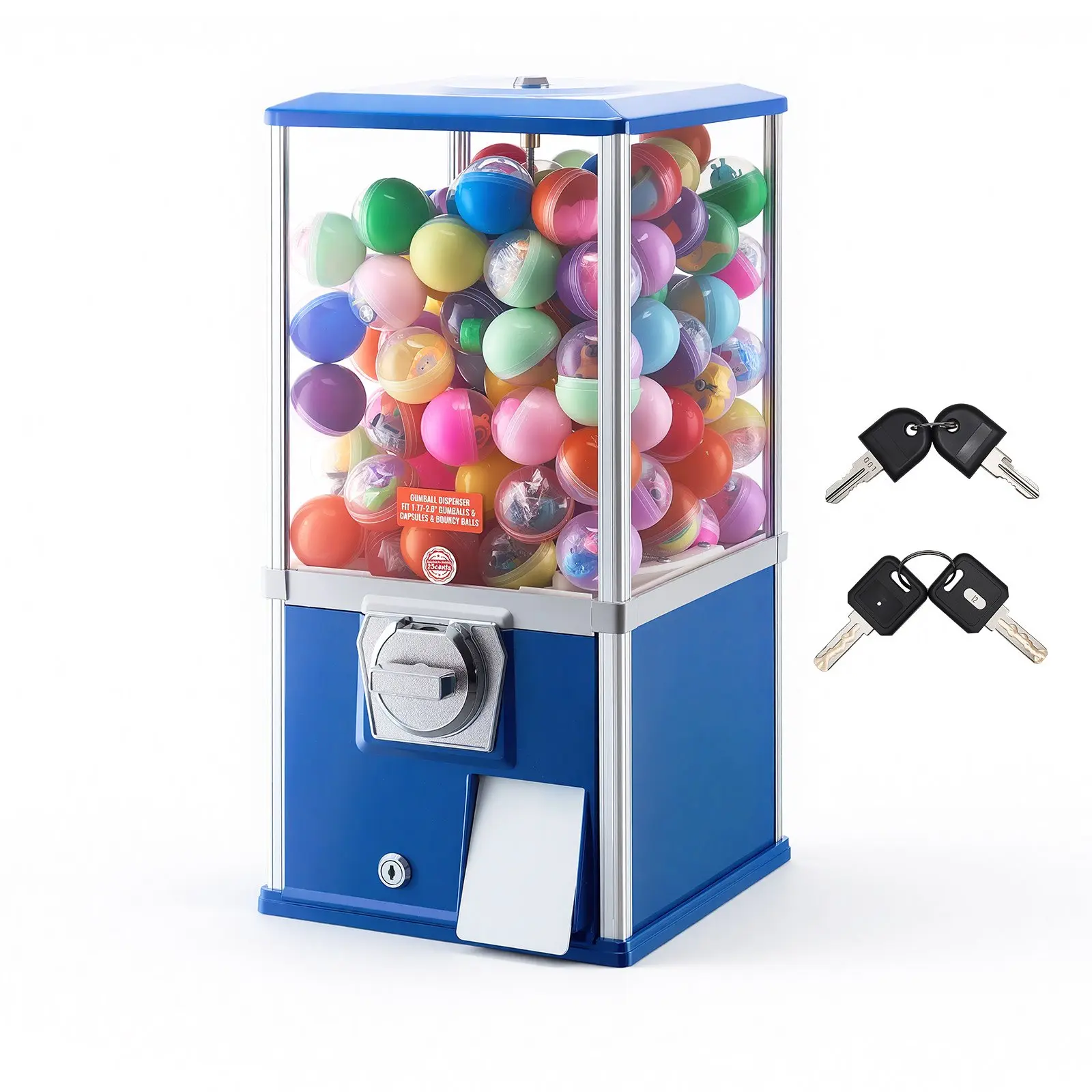 VEVOR 21-in Retro Gumball Machine, Aluminum Alloy 25-Cent Candy Vending Dispenser with PS Jar, Keys, Adjustable Rotating Feeder, Flexible Dispensing Design, 11.61x10.24x20.87 Inch, 14.33 lbs, Holds Up to 180 1.77-in Spherical Candies for Malls, Families