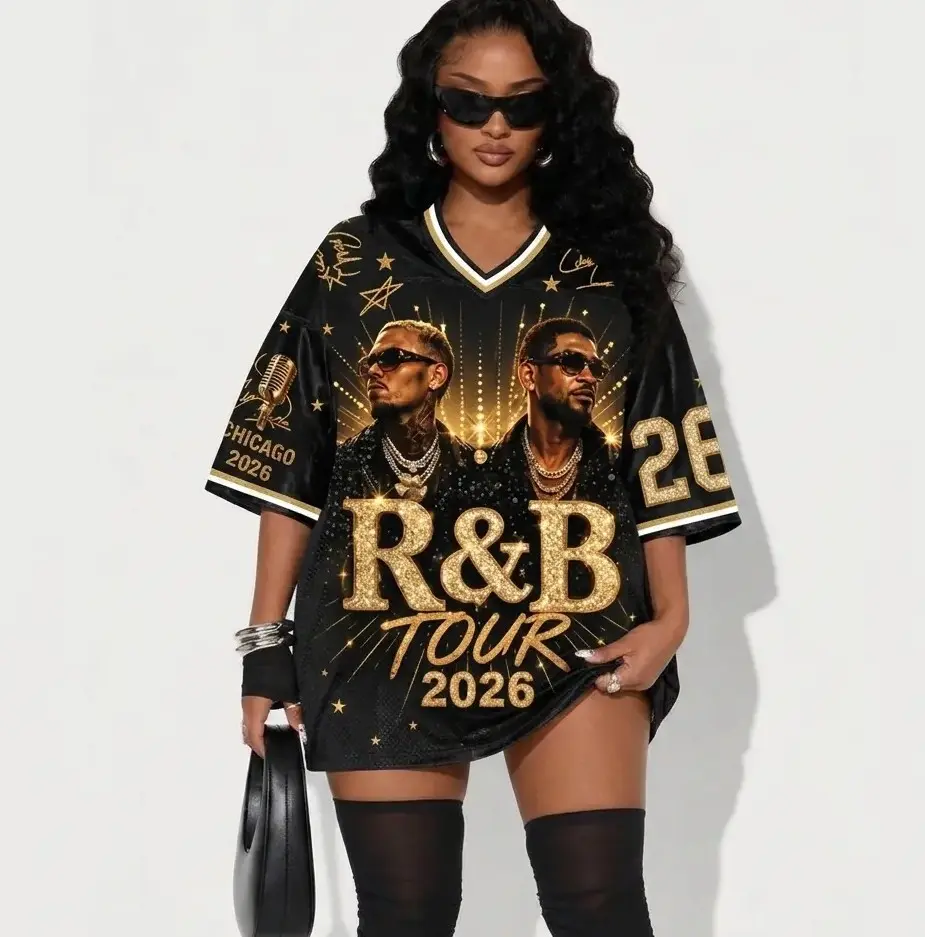 R&B Tour 2026 Black Gold Jersey — Glitter & Bling Edition - Sleeveless Vintage Sports Shirt, Music Lover Gift, Concert Outfit