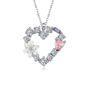 925 Sterling Silver Heart promise Necklace for women & Girls, Fashion Jewelry, Gift Box Included
