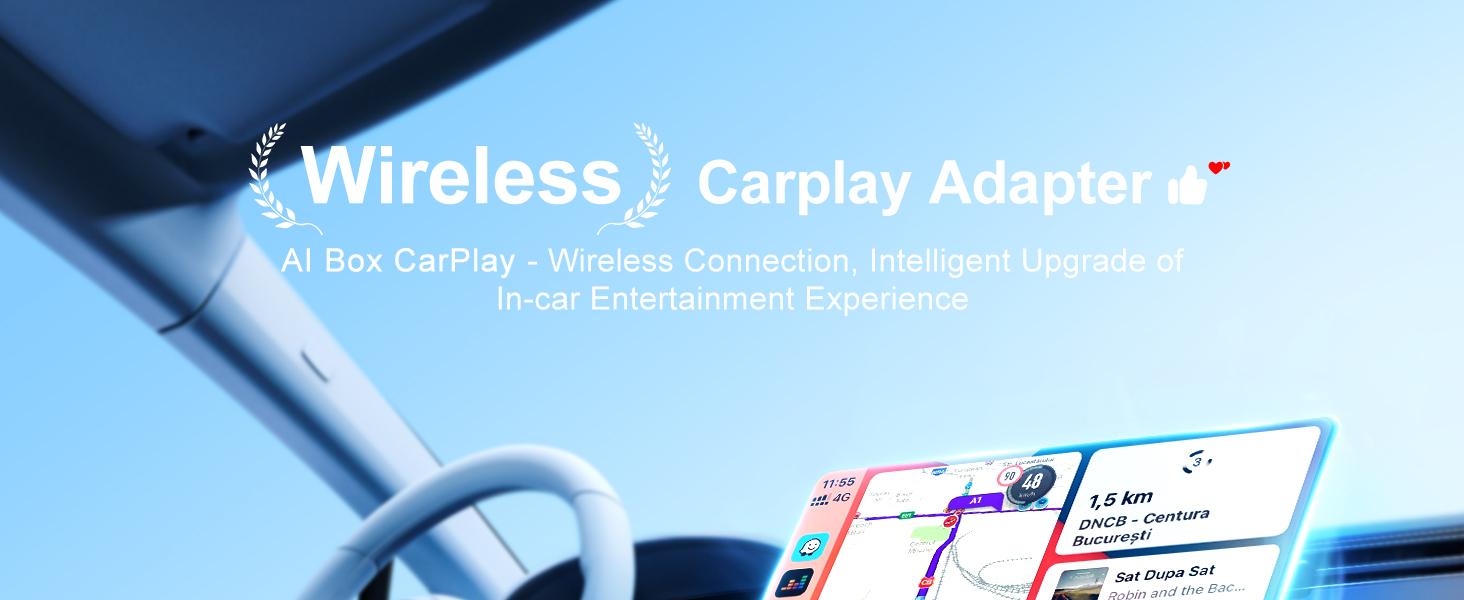 Wireless Car Adapter: StreamNetflix/YouTube/TikTok/Google Play,Fits Factory Wired CarPlayVehicles  Fast Car Video BoxPlug & Play