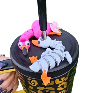 Silly Goose and Friends Straw Buddy 3D Printed Articulated  Design for Most 16-40oz Straws Stylish Drinkware Accessory Whimsical Articulated