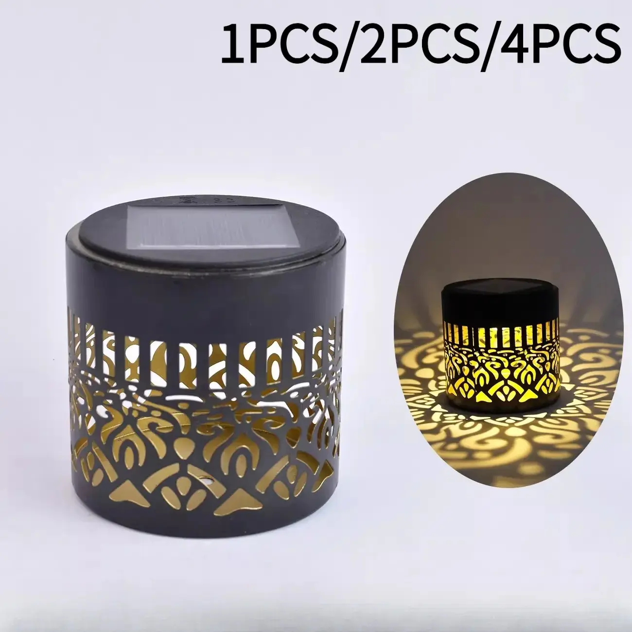 1pc / 2pcs Solar Outdoor Fence Lights, Solar Lighting, Outdoor Decorative Light, IP65 Waterproof, Metal Housing with Hollow Design, for Garden, Steps, Patio, Balcony, Christmas Decoration, Outside Lights, Solar Garden Lamps