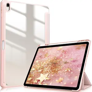 For iPad Air 11-inch M3 / M2 (Not iPad 10 and 11) iPad Air 5th / 4th Generation 10.9 Case with Pencil Holder, Tri-Fold Stand, Auto Wake/Sleep， Soft TPU Back Computer Durable