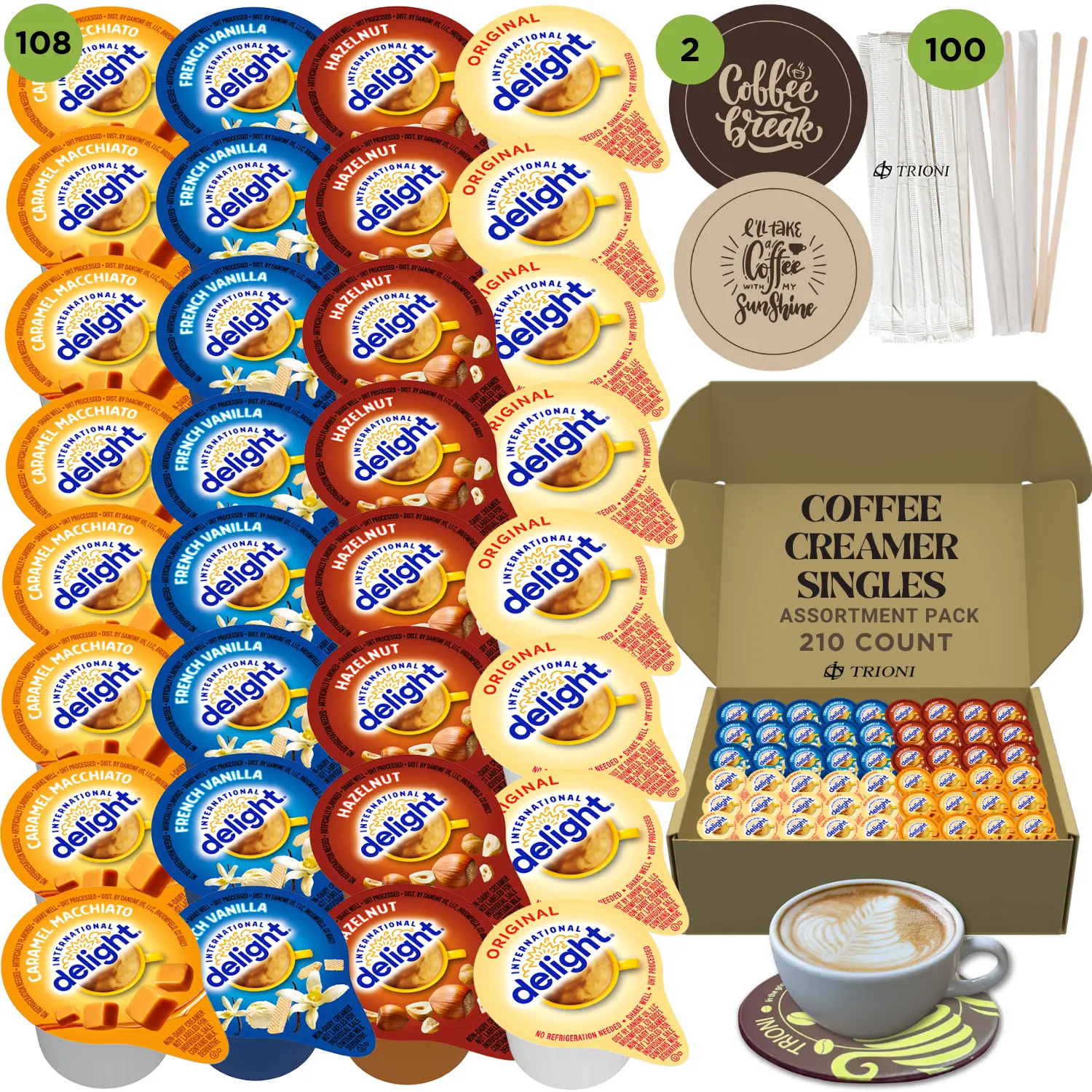 International Delight Coffee Creamer Singles Variety Pack with Caramel Macchiato & More
