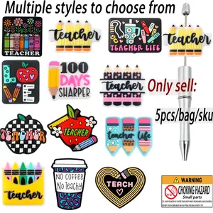 5pcs New Creative Silicone Focal Beads Teacher's Day Theme Suitable for Teacher's Day Necklaces Bracelets Beaded Pens Etc Handmade Jewelry Projects Teacher Life Charms