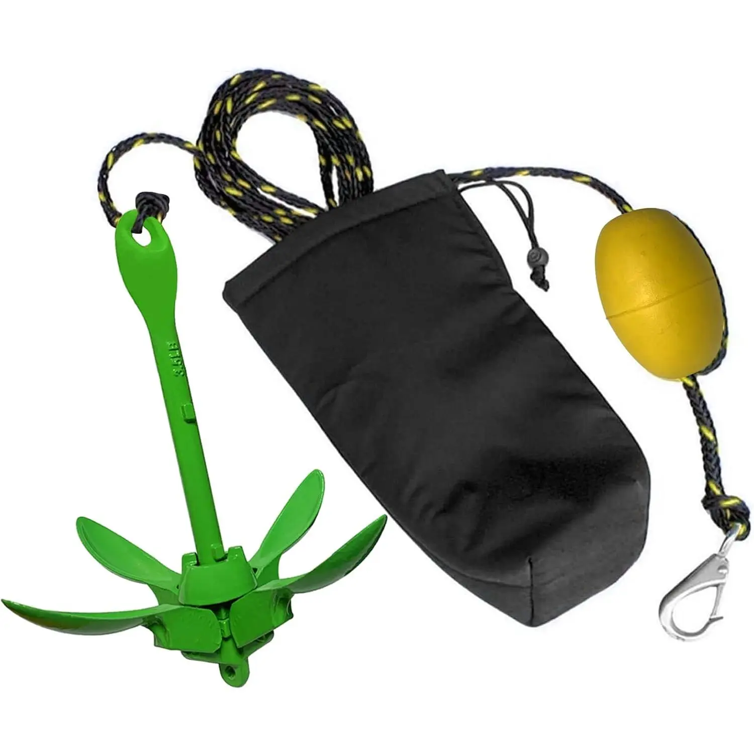 Kayak Anchor Kits Portable Folding Grapnel Anchor Buoy Kit Canoe Kayak Raft Boat Sailboat Fishing 3.5 lbs Marine Rope for Small Boats, Kayaks Jet Ski (Red or Green)