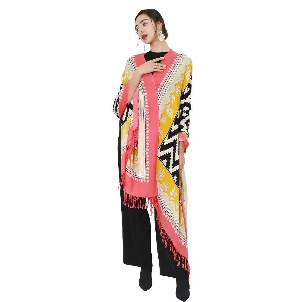 DANA XU 100% Merino Wool Extra Large Pashmina Blanket Travel Scarf Cashmere Wrap for Women Fall Winter Oversize Shawl Floral