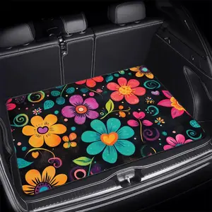 ‌All Weather Car Trunk Mat 75x100cm Multicolor Floral Waterproof Cargo Liner Durable Rear Trunk Mat Easy Clean Vehicle Interior Accessories Universal Fit Most Car Models SUV Truck Van‌