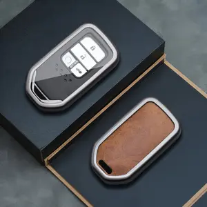 Alloy Car Key Case Cover Shell Fob for Honda Models, Durable Leather Keychain Holder, Essential Accessory for Vehicle Owners