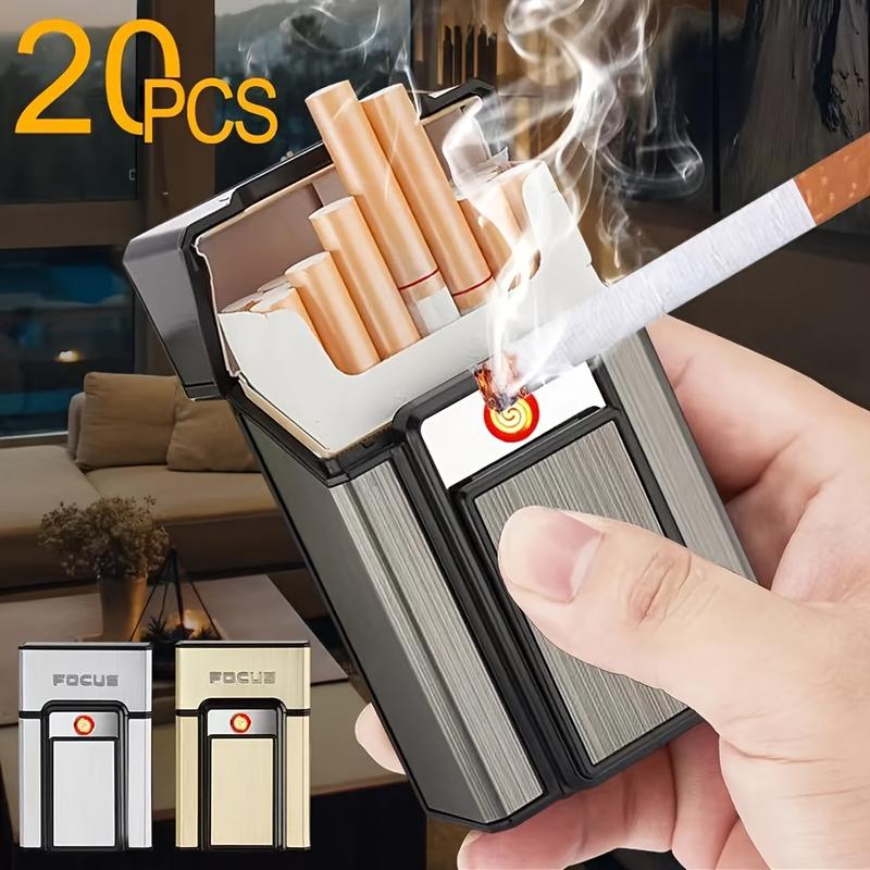 1-Pack 20pcs Cigarette Capacity Cigarette Box Lighter,USB Rechargeable ...