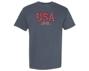 Embroidered USA Tshirt, Coquette Tshirt, Cute Bow Tshirt