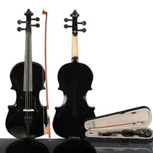 Flower Dance 3/4 Acoustic Violin Case with Bow, Rosin, Basswood Wood Construction, Soft Interior Protection, Perfect for Kids Ages 11-12 (Black)