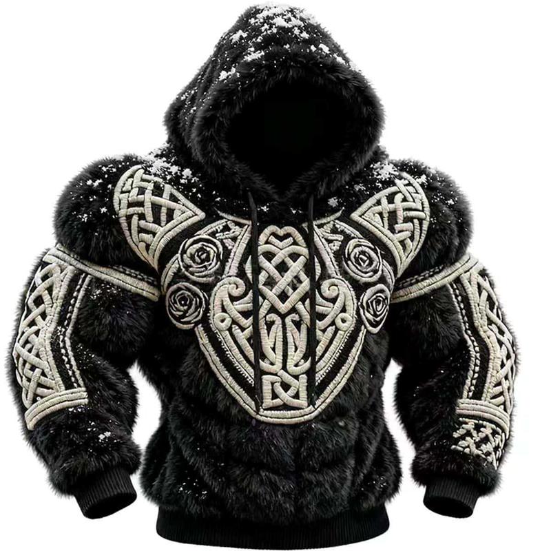 Mens Muscle Hoodie Sweatshirt Vintage FlannelStreet Style Muscle Line Art Warm Fuzzy Hooded Sweatshirts 2D Print