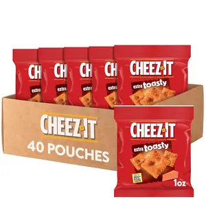 Cheez-It Extra Toasty Baked Snack Crackers Single Serve 40 Pouches Perfect for On-the-Go Snacking and Sharing