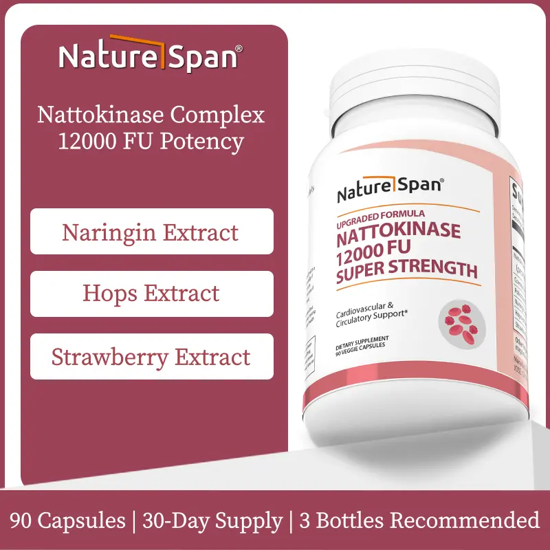 Naturespan Nattokinase 12,000FU, Supplement for Men & Women - Supports Blood Flow, Gluten Free, Non-GMO, Vegetarian Friendly-90 Capsules