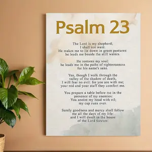 2D Flat Inspirational Psalm 23 "The Lord Is My Shepherd" Bible Verse Print, Multi-Size Waterproof Religious Wall Art Decor, Ideal for Home Wall Decoration