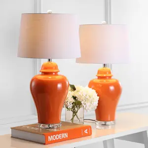 JONATHAN Y Winnie Ceramic Urn LED Table Lamp , for bedroom, living room, foyer, hallways, dining room, dorms