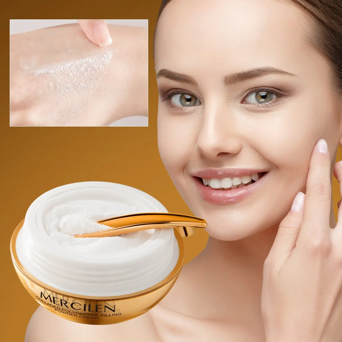 Mercilen Collagen Peptide Microcapsule Powder Foundation 35g, Deeply Moisturizing, Hydrating, Suitable for Dry Skin, Low Allergy Risk