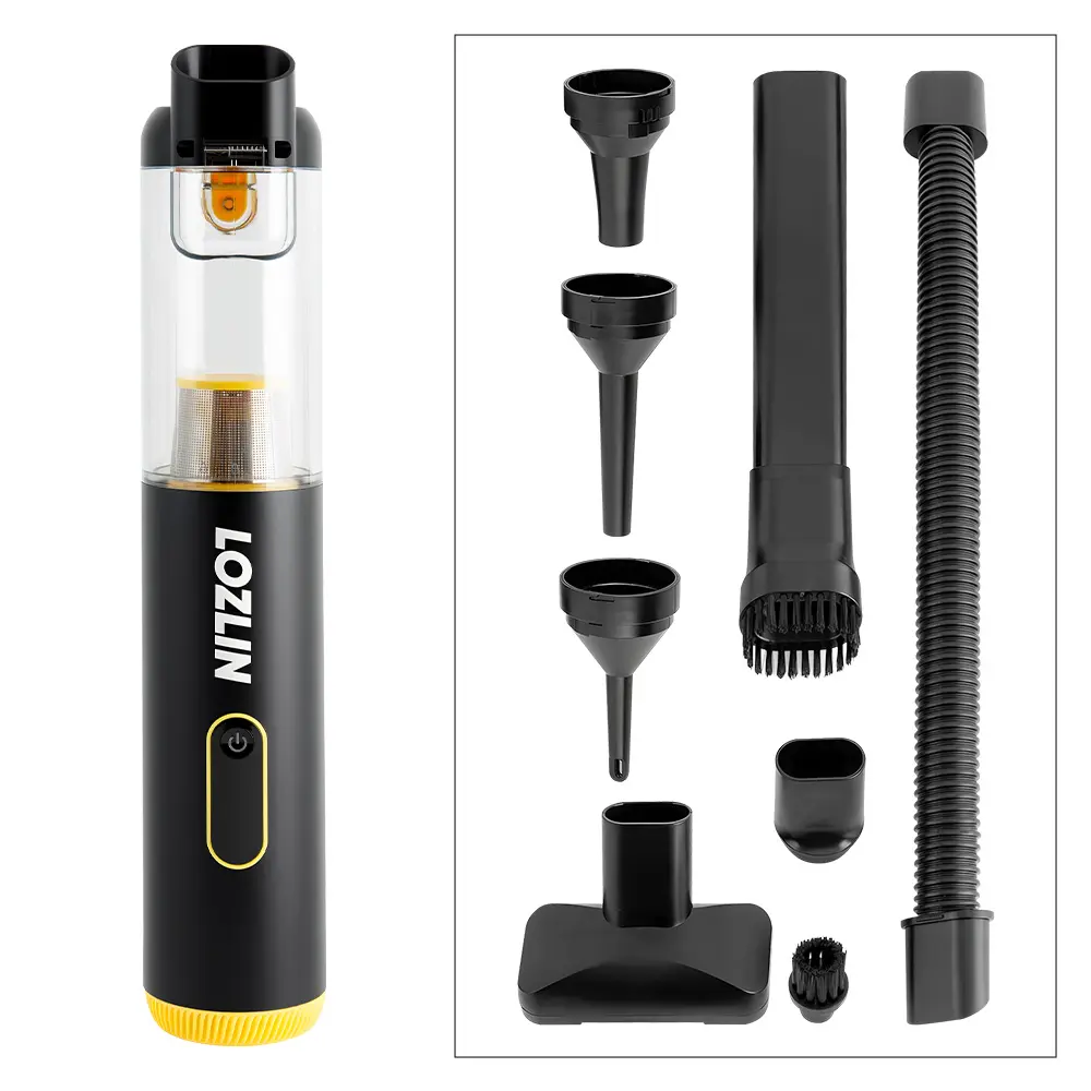 LOZLIN Cordless Handheld Car Vacuum, 18000Pa/30AW Portable Mini Vacuum Cleaner with Flexible Hose and Pet Hair Brush, 2-Hour Fast Charging for Car Interiors, Home Cleaning and Auto Detailing