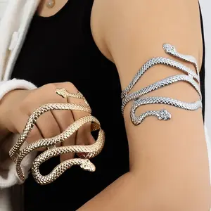 Creative Snake Shape Bracelets Silver Plated Jewelry Personality Snake Arm Cuff Temperament Animal Opening Bangles Jewelry Gifts