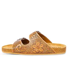 Women's Western Floral Hand-Tooled Leather Sandals Women's Western Floral Hand-Tooled Leather Sandals