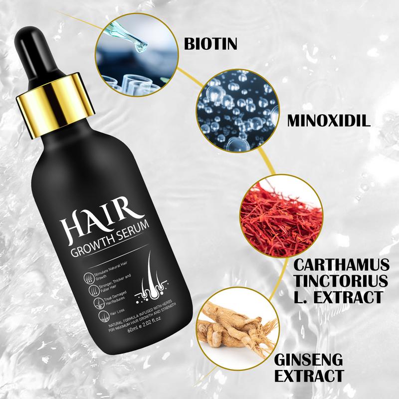 Hair Growth Oil for Men and Women - Regrowth Serum, Extra Strength Spray for Hair Loss, Thicker Healthier Hair, Beard Growth Kit, Topical Treatment, 2.02 oz