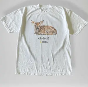 Vintage Style Oh Deer Graphic Tee, Cute Baby Deer Aesthetic Shirt Womenswear Top