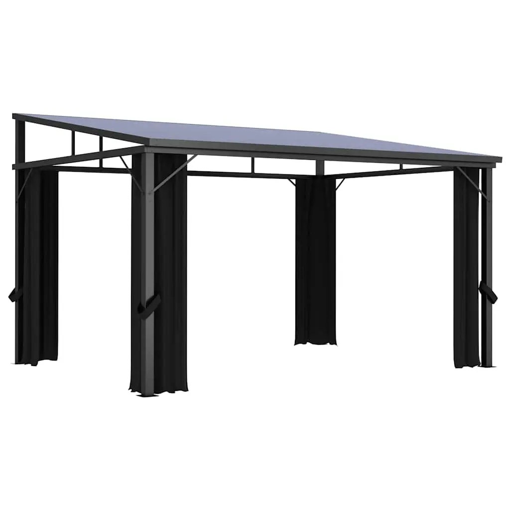 vidaXL Gazebo with Curtain Outdoor Patio Garden Terrace Yard Lawn Camping Wedding Canopy Shelter Party Tent Marquee UV-proof Anthracite 48599