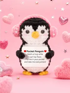 A sweet love gift, Soft cuddly gift for your boyfriend/girlfriend: a mini handmade crochet penguin, perfect for Christmas or birthdays, suitable for all ages, and the perfect gift for anniversaries, Thanksgiving. It's also a positive emotional rem