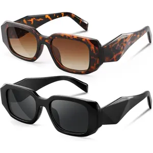 Trendy Rectangle Sunglasses for Women Men,Y2K Vintage Retro 90s Aesthetic Cool Driving Sunglasses