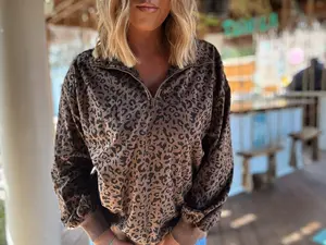 Leopard Corduroy Quarter Zip