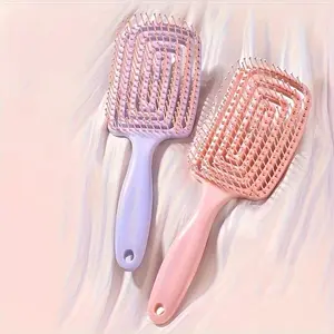 2pc Plastic Bristle Detangling Hair Brush for Normal Hair - Versatile Finishing Comb for Wet & Dry Hair - Smooth, Knot-Free Hairdressing Tool, Detangling Hairbrush