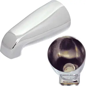 Tub Spout with Front Diverter 1/2 Inch IPS Female Front End Thread 5-1/4 Inch White and Chrome Finish