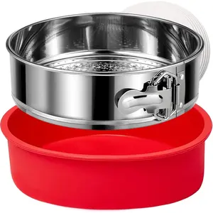 9 Inch Nonstick Leakproof Stainless Steel Springform Pan for Baking Cheesecake, with Protector and 50Pcs Parchment Paper