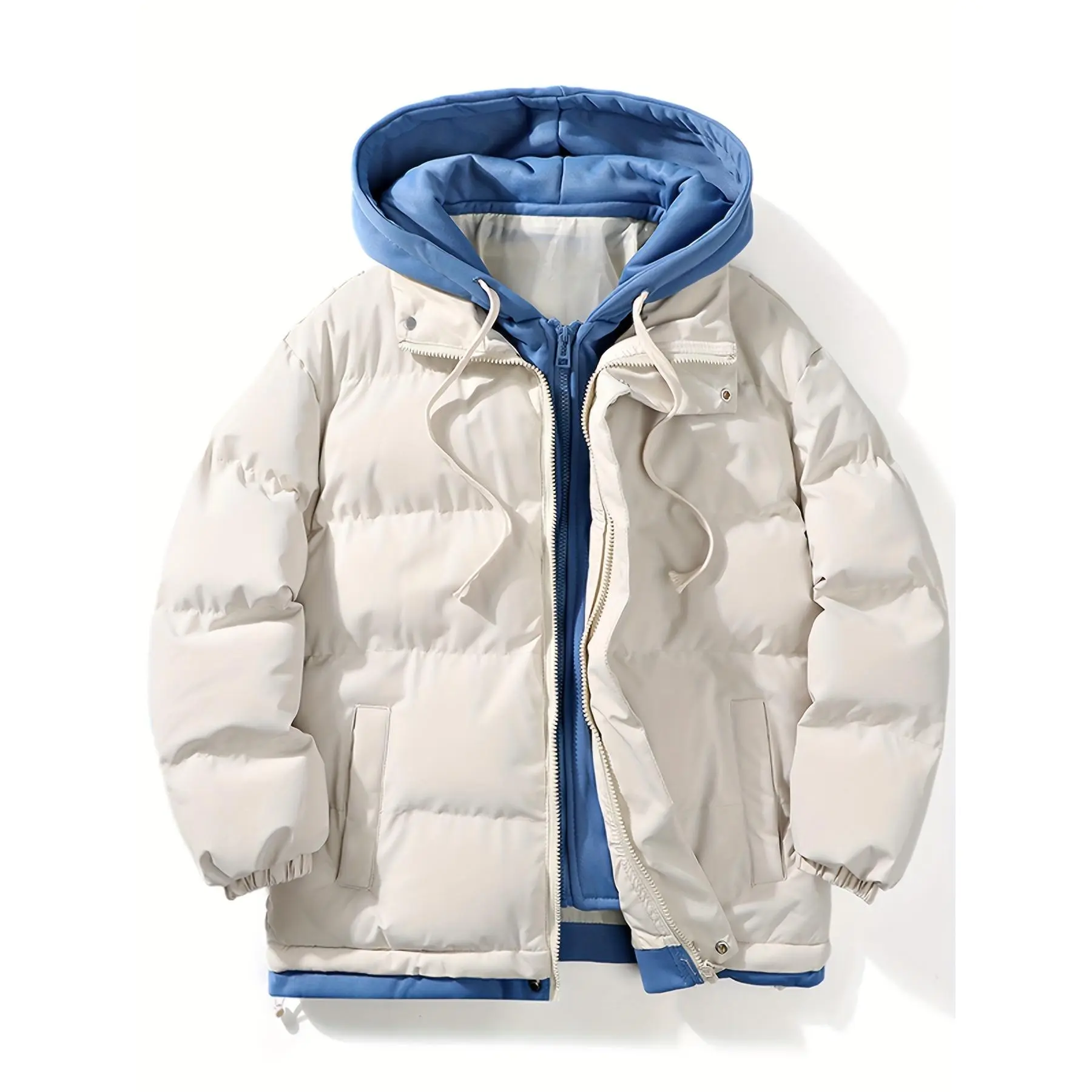 Men's Fashionable Hooded Winter Jacket - Insulated Warmth Thick Padding Versatile for Cold Weather Casual Coats