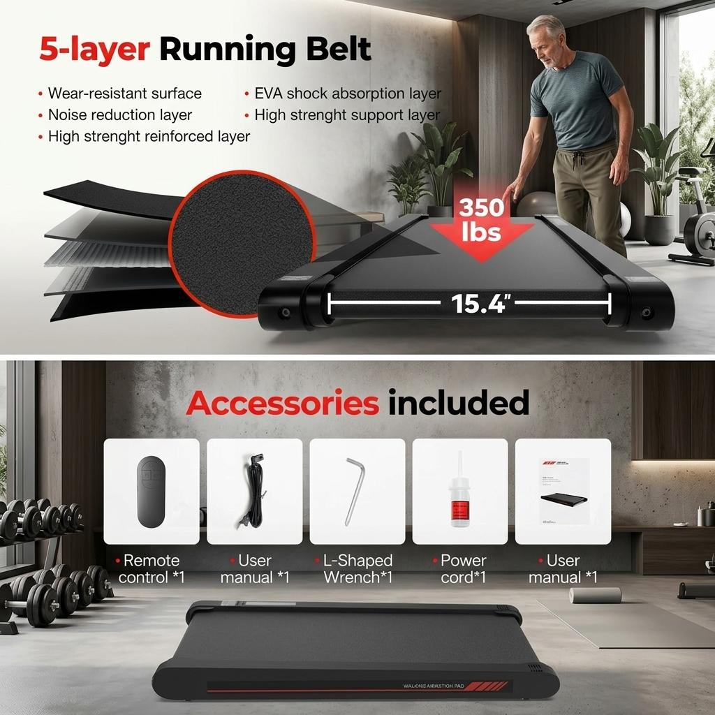 3 in 1 Portable Walking Pad Treadmill P1 | Walking Vibration Pad & Vibrating Plate | Servo Motor Technology | Remote Control & APP | 22 Lbs Lightweight Under Desk Treadmill for Home & Office