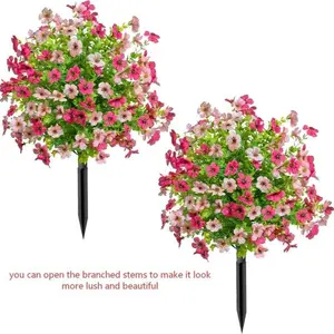 High-Quality Outdoor Decorative Artificial Plants with Ground Stakes, UV Resistant Plastic Material, Plant Stand Included, Garden Decor Ornaments, Artificial Flowers for Outside