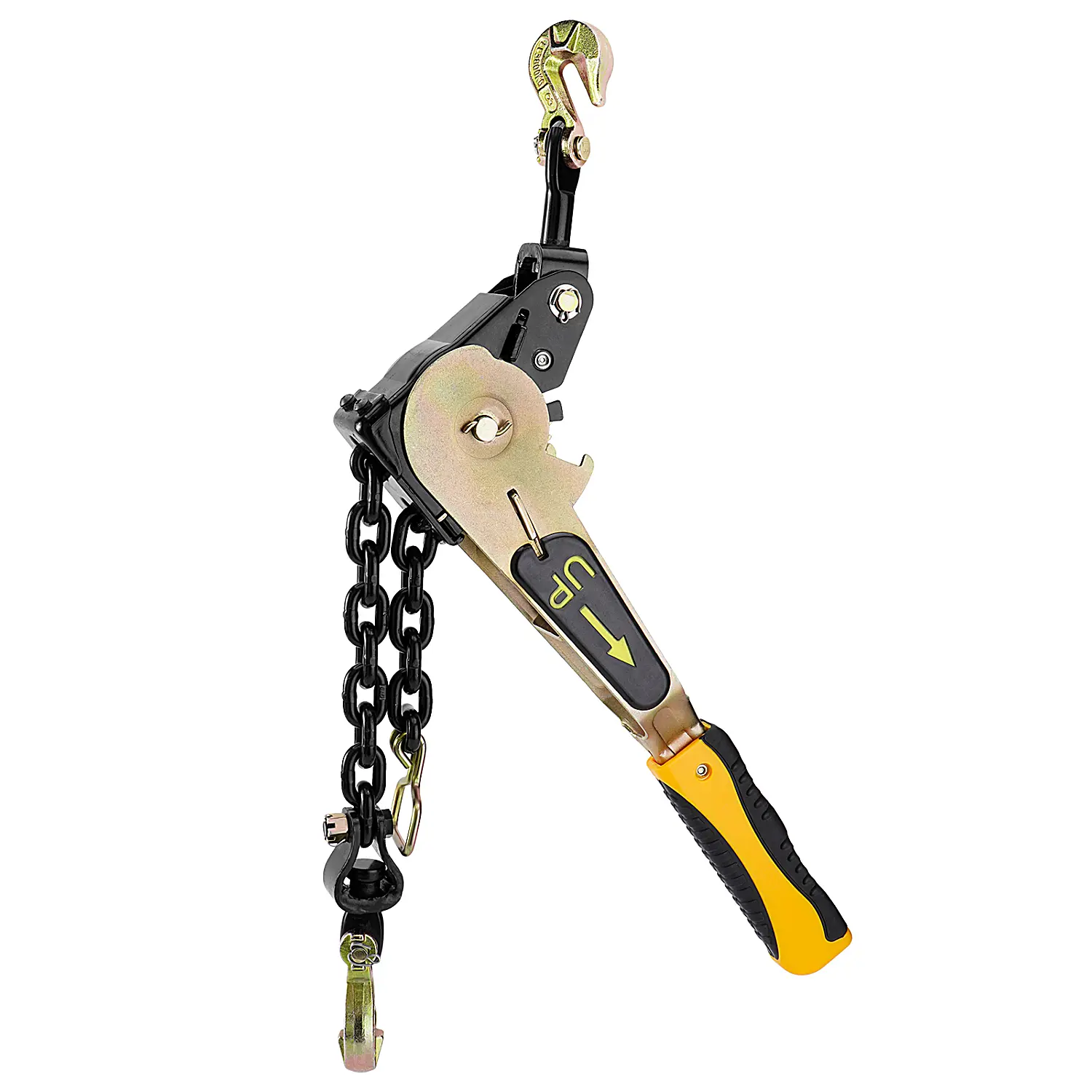 Heavy-Duty EZ Ratcheting Chain Binder - Black Rustproof Alloy Steel G70 Grab Hook, Double Gear Ratchet Design, Free-Wheel Function, Plastic Spraying (3/8-1/2 in, 6600 lbs, 30.5cm/12in, 5kg) Tie Down for Flatbed Trailers, Heavy Loads