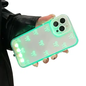 LED Bow TPU Phone Case - Protective, Futuristic Tech Accessory for iPhone 11/12/13/14/15/16/17 Pro/Pro Max/Plus, Girly Stylish Design