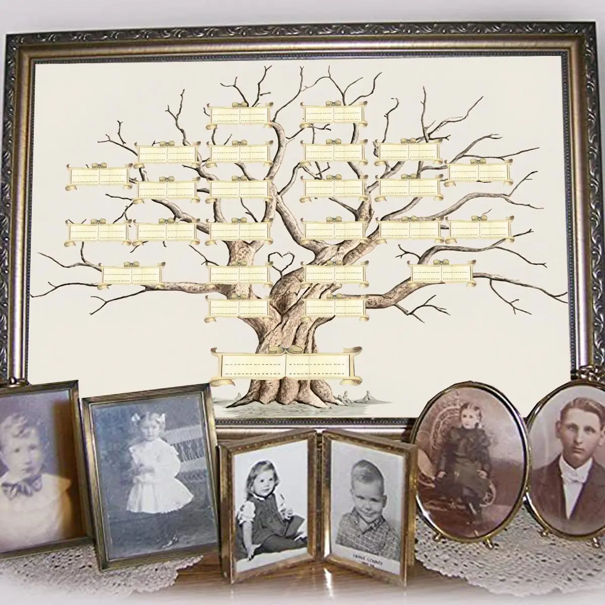 1pc Frameless Family Tree Canvas Poster Blank Genealogy Chart, Customizable Home Decor Decorative Artwork for Living Room & Bedroom